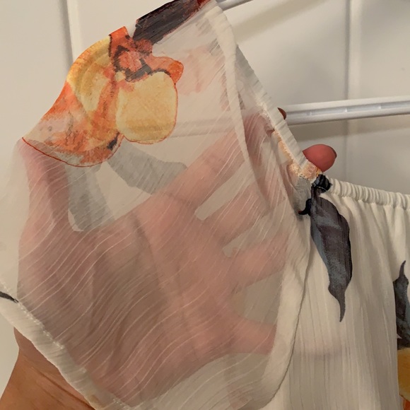 Floral Print Dress with Sheer Sleeves - Picture 3 of 6